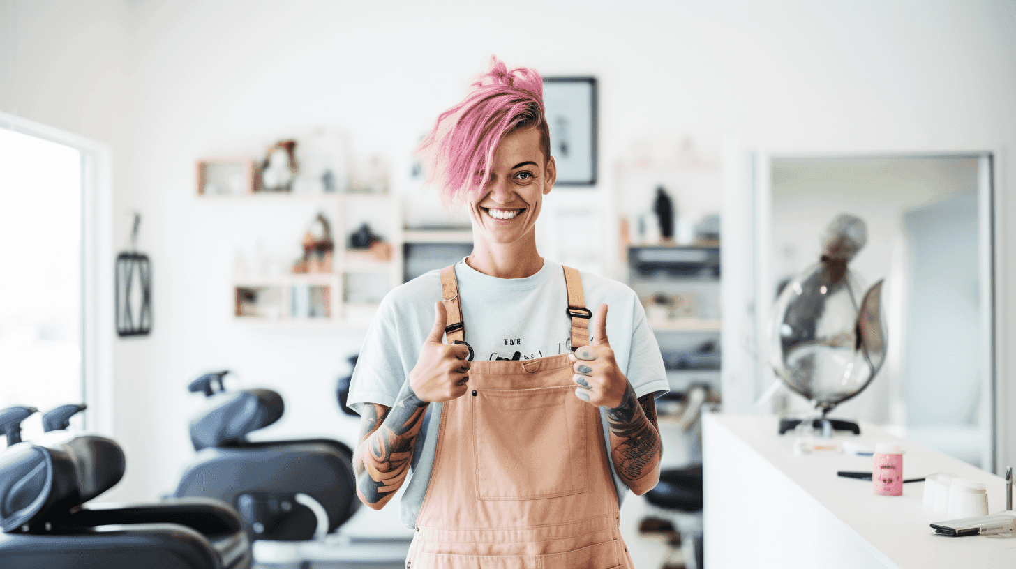 Schoonheidsspecialiste roze haar